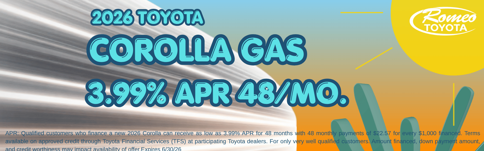 Corolla Summer APR Specials with zero down $0