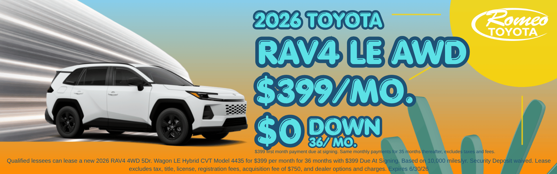RAV4 Summer Lease Specials with zero down $0